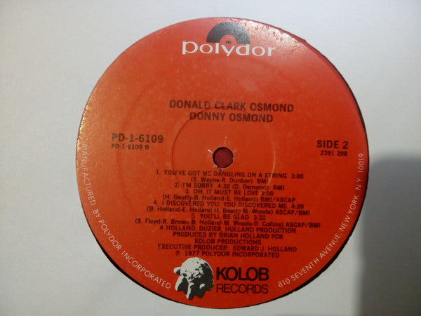Donny Osmond : Donald Clark Osmond (LP, Album, Emb)