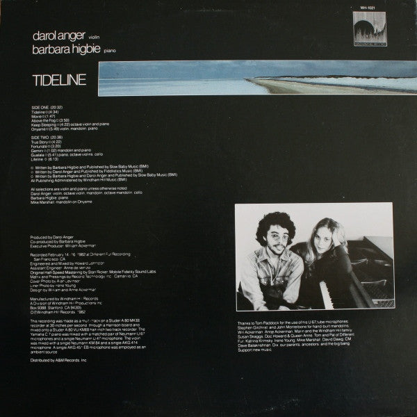 Darol Anger / Barbara Higbie : Tideline (LP, Album)