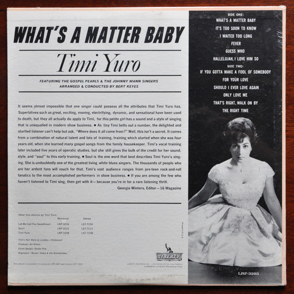 Timi Yuro : What's A Matter Baby (LP, Album, Mono)