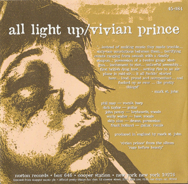 The Pretty Things : All Light Up / Vivian Prince (7")