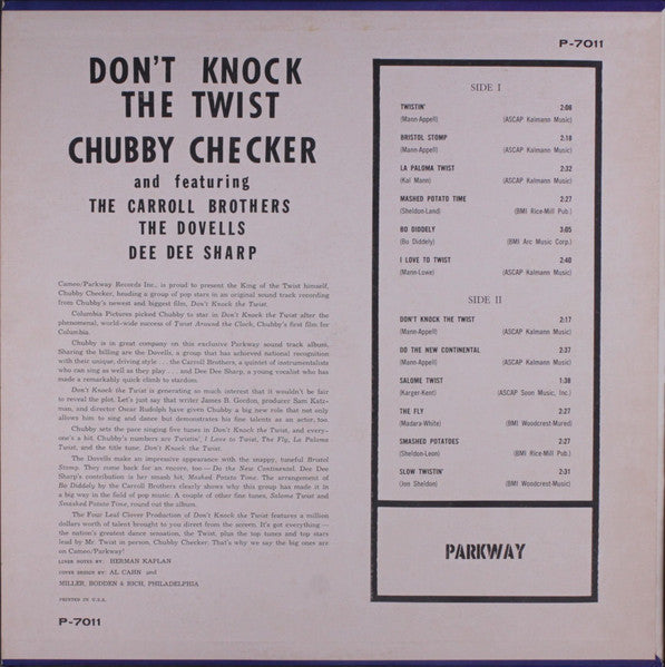 Chubby Checker Also Featuring The Dovells / Carroll Brothers / Dee Dee Sharp : Don't Knock The Twist - Original Soundtrack Recording (LP, Mono)