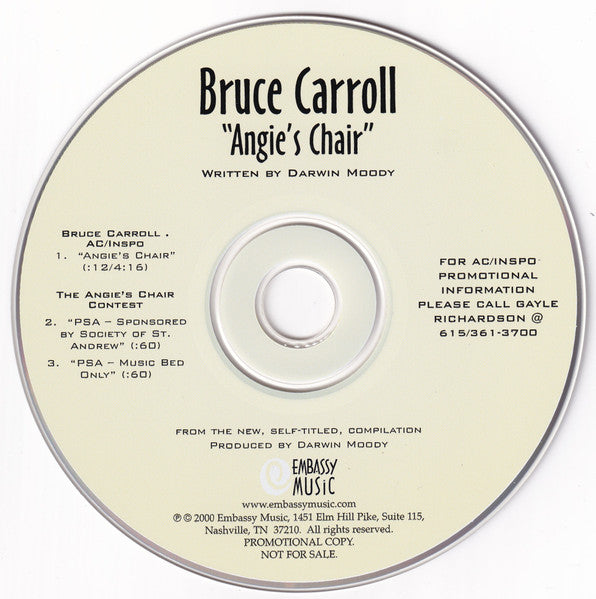 Bruce Carroll : Angie's Chair (CD, Single, Promo)