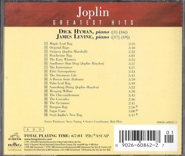 Scott Joplin - Dick Hyman, James Levine (2) : Joplin - Greatest Hits (CD, Comp)