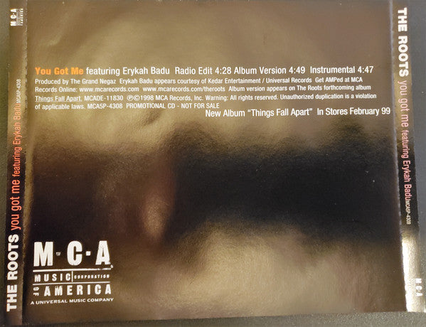 The Roots Featuring Erykah Badu : You Got Me (CD, Single, Promo)