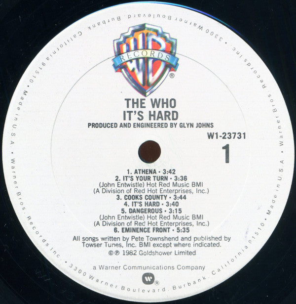 The Who : It's Hard (LP, Album, Club, Pit)