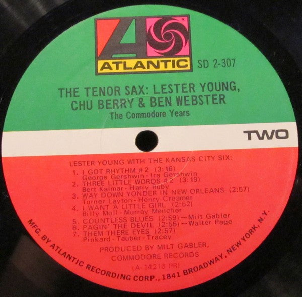 Lester Young, Leon "Chu" Berry & Ben Webster : The Tenor Sax: Lester Young, Chu Berry & Ben Webster (2xLP, Comp, Mono, Pre)