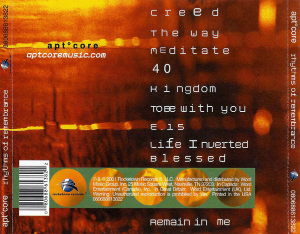 Apt°Core* : Rhythms Of Remembrance (CD, Album)