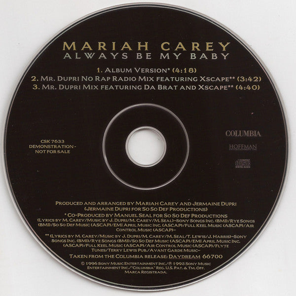 Mariah Carey : Always Be My Baby (CD, Single, Promo)