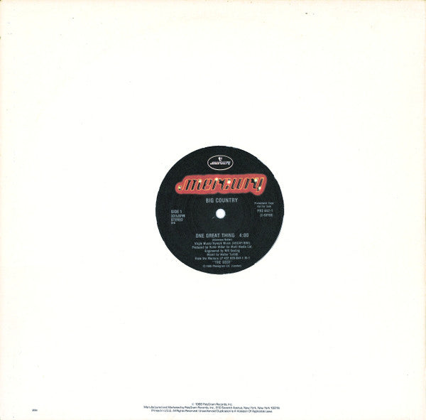 Big Country : One Great Thing (12", Single, Promo)