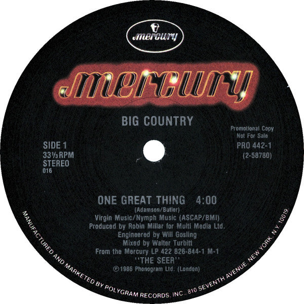 Big Country : One Great Thing (12", Single, Promo)