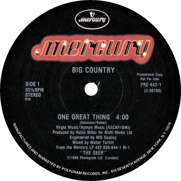 Big Country : One Great Thing (12", Single, Promo)