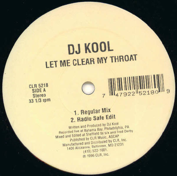 DJ Kool : Let Me Clear My Throat (12")