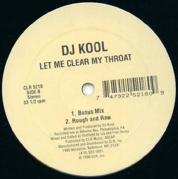 DJ Kool : Let Me Clear My Throat (12")