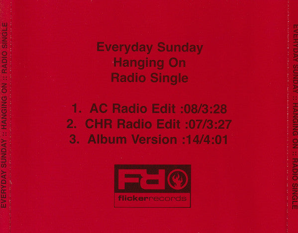Everyday Sunday : Hanging On (Radio Single) (CD, Single, Promo)