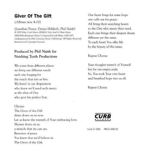 Jonathan Pierce (2) : Giver Of The Gift (CD, Single, Promo)