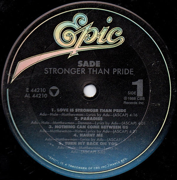 Sade : Stronger Than Pride (LP, Album, Car)