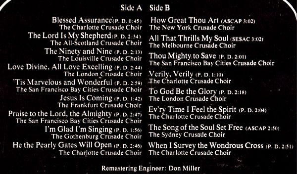 Various With George Beverly Shea : The Billy Graham International Crusade Choirs (LP, RE)