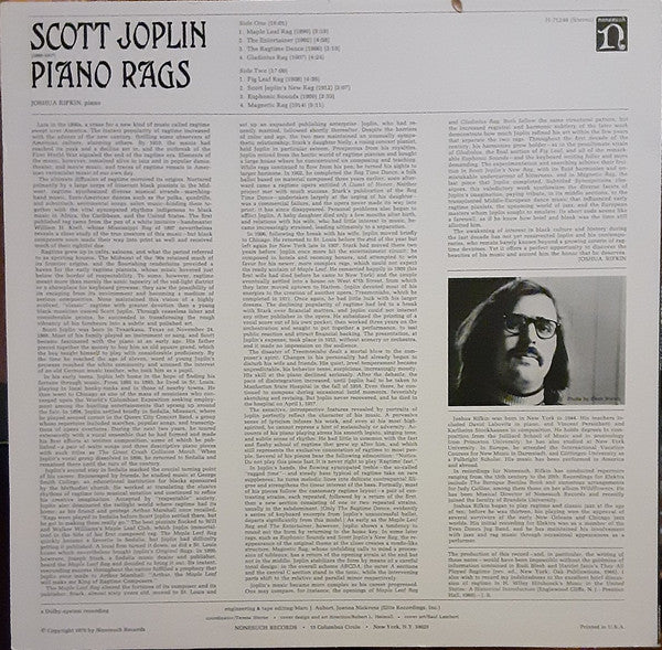 Scott Joplin, Joshua Rifkin : Piano Rags By Scott Joplin: Volumes I & II (2xLP, Comp)