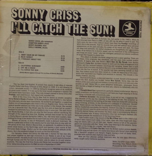 Sonny Criss : I'll Catch The Sun! (LP, Album)