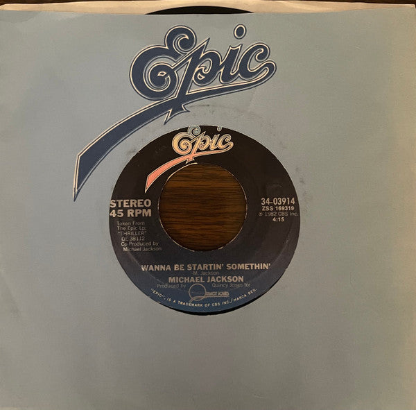 Michael Jackson : Wanna Be Startin' Somethin' (7", Single, Styrene, Pit)