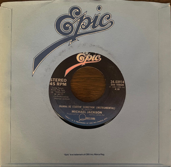 Michael Jackson : Wanna Be Startin' Somethin' (7", Single, Styrene, Pit)