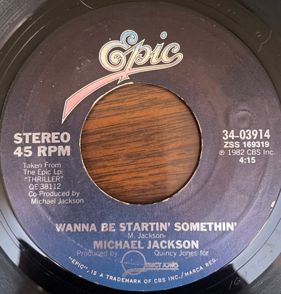 Michael Jackson : Wanna Be Startin' Somethin' (7", Single, Styrene, Pit)