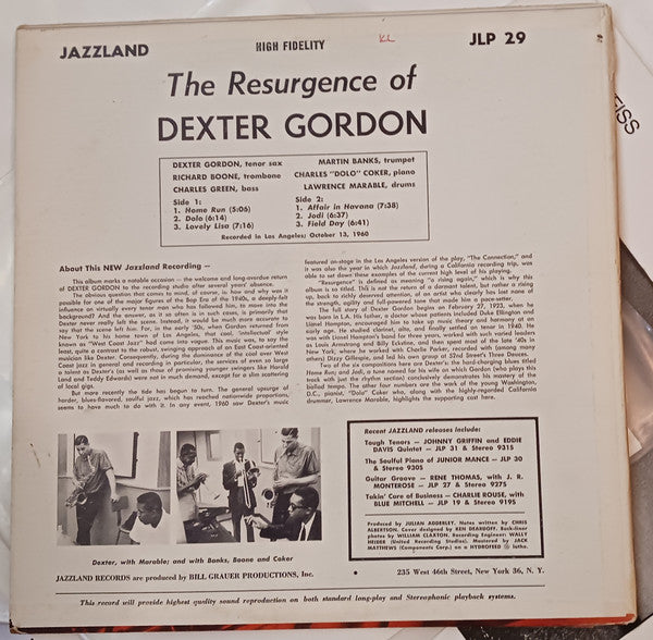 Dexter Gordon : The Resurgence Of Dexter Gordon (LP, Mono)