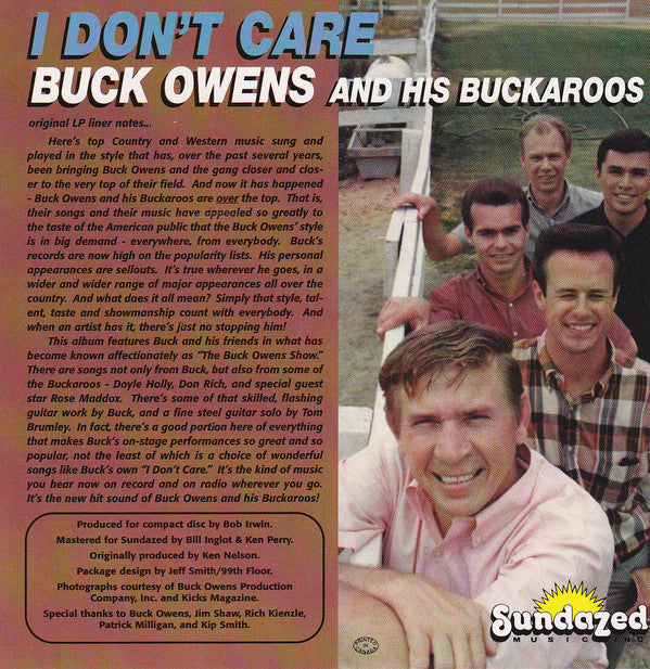 Buck Owens And His Buckaroos : I Don't Care (CD, Album, RE)