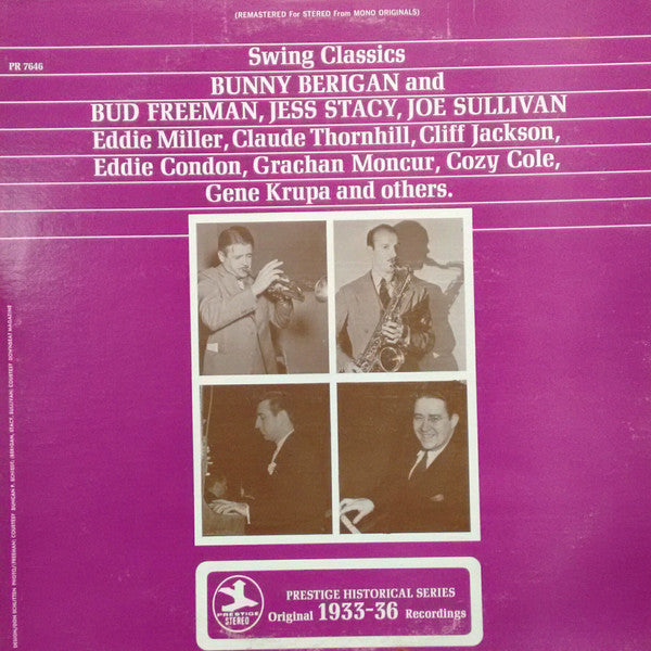Bunny Berigan And Bud Freeman, Jess Stacy, Joe Sullivan : Swing Classics (LP, Comp)