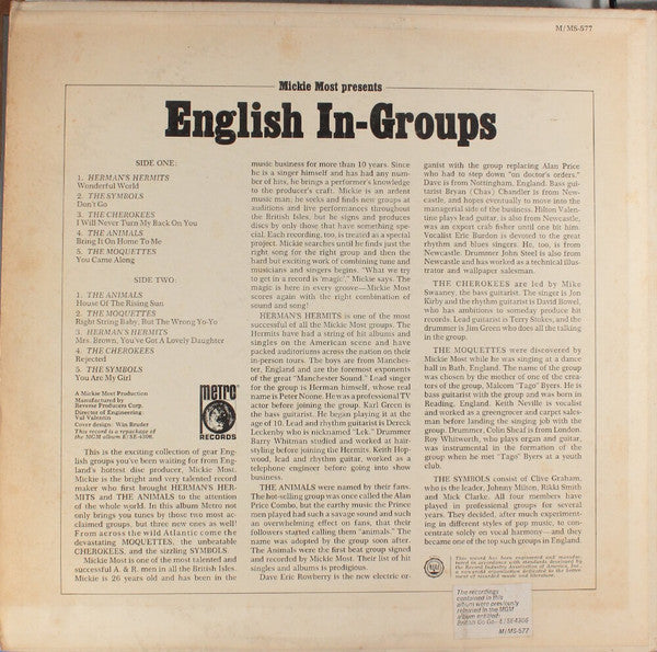 Various : Mickie Most Presents English In-Groups (LP, Comp, RE)
