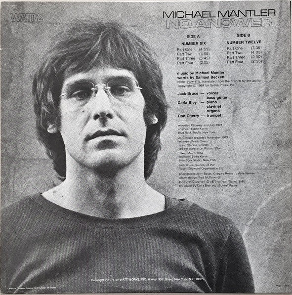 Michael Mantler : No Answer (LP, Album, Gat)