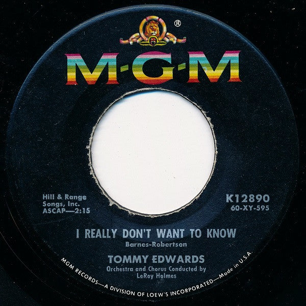 Tommy Edwards : I Really Don't Want To Know (7", Single)
