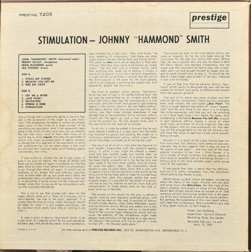 Johnny "Hammond" Smith* : Stimulation (LP, Album, Mono)