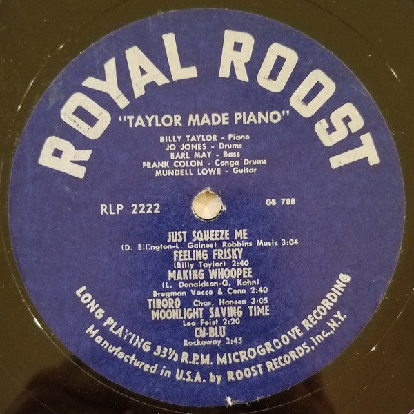 Billy Taylor Trio : Taylor Made Piano (LP, Comp, Mono)