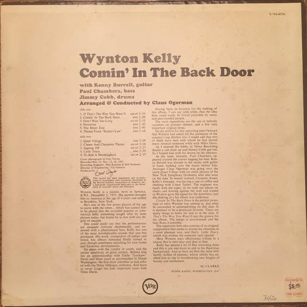 Wynton Kelly : Comin' In The Back Door (LP, Album)
