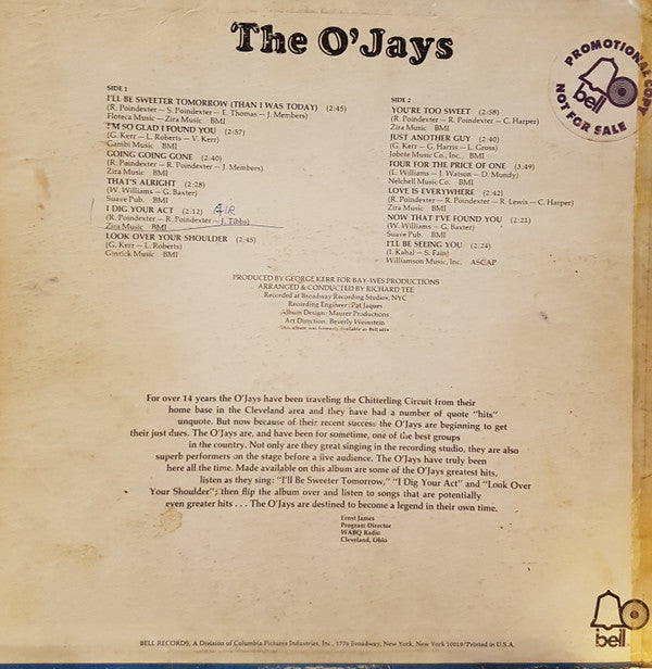 The O'Jays : The O'Jays (LP, Album, Promo, RE)