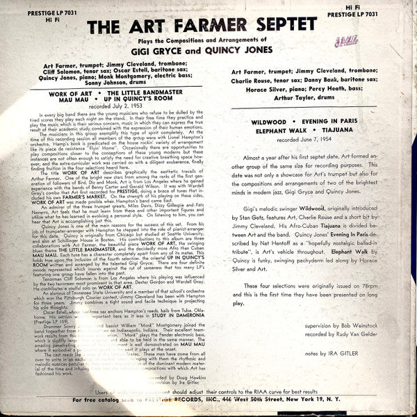 The Art Farmer Septet : The Art Farmer Septet (LP, Comp, Mono, Dee)