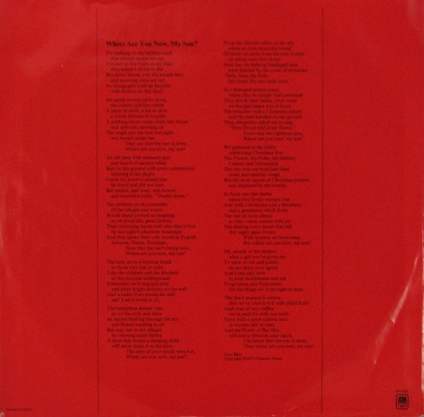 Joan Baez : Where Are You Now, My Son? (LP, Album, Mon)