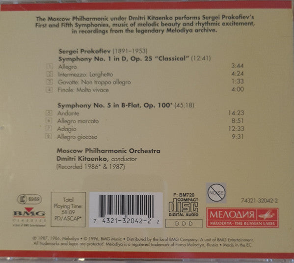 Sergei Prokofiev, Dimitrij Kitaenko : Symphony No. 1 "Classical" - Symphony No. 5 (CD, Comp)