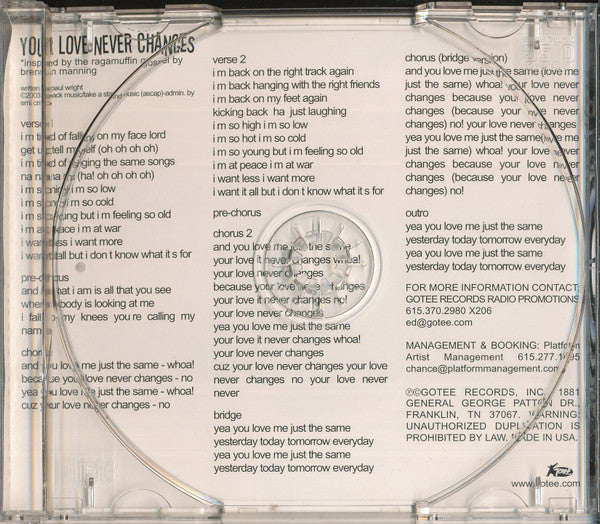 Paul Wright (5) : Your Love Never Changes (CD, Single)