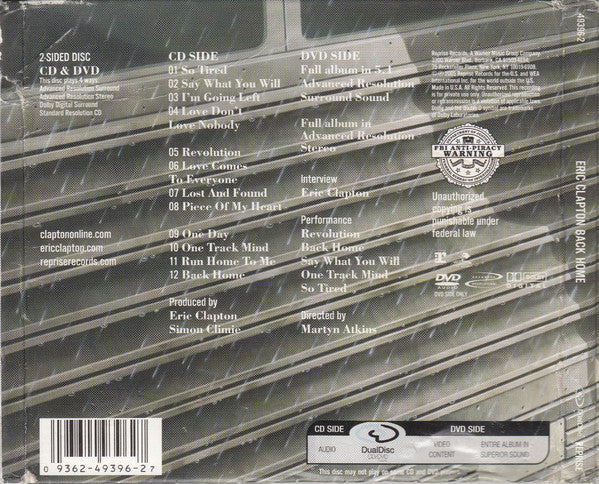 Eric Clapton : Back Home (Hybrid, DualDisc, Album, Ltd, Multichannel, Dig)