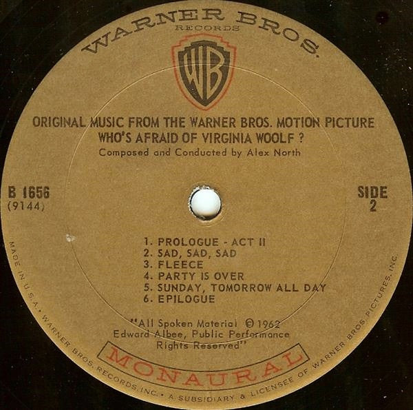 Alex North : Who's Afraid Of Virginia Woolf? (Original Music From The Motion Picture) (LP, Album, Mono)