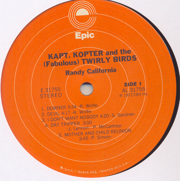 Randy California : Kapt. Kopter And The (Fabulous) Twirly Birds (LP, Album, RE)