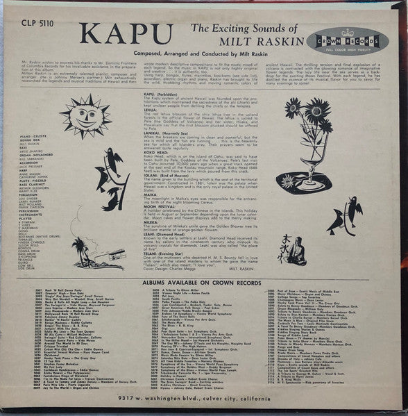Milt Raskin : Kapu (Forbidden) (LP, Album, Mono)