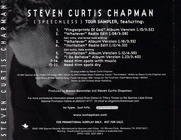 Steven Curtis Chapman : (Speechless) Tour Sampler (CD, Maxi, Promo)