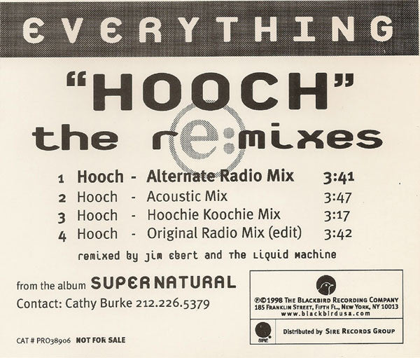 Everything (2) : Hooch - The Remixes (CD, Single, Promo)