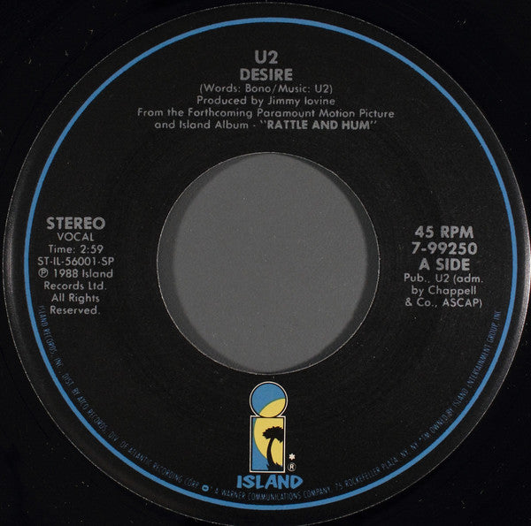 U2 : Desire (7", Single, Spe)