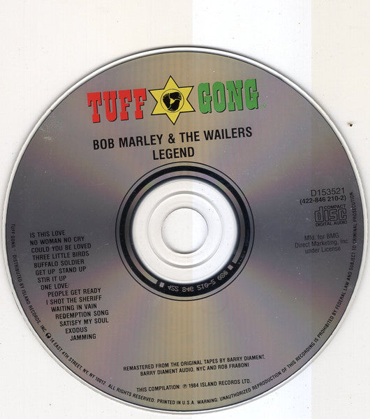 Bob Marley And The Wailers* : Legend (The Best Of Bob Marley And The Wailers) (CD, Comp, Club, RE, RM, BMG)