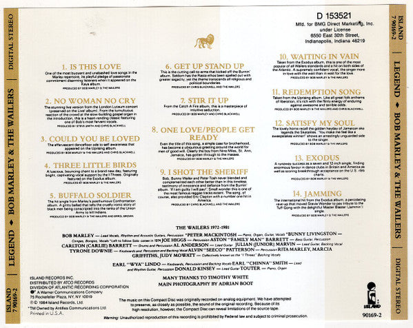 Bob Marley And The Wailers* : Legend (The Best Of Bob Marley And The Wailers) (CD, Comp, Club, RE, RM, BMG)