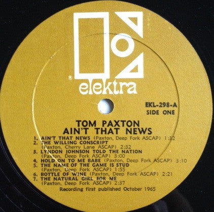 Tom Paxton : Ain't That News (LP, Album, Mono, RP)